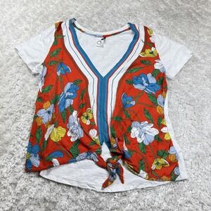 Anthropologie Akemi + Kin Shirt Womens M Floral Tie Front Boho Top Cottagecore